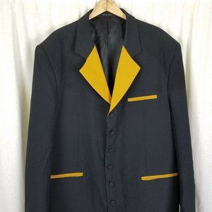 Milano Moda Peak Tuxedo Blazer Zoot Suit Jacket Sportcoat Mens 48 Long Contrast